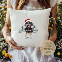Personalised Christmas Cushion With Cute Dog Design. Gifts For Lovers/Pet Loss - thumbnail 3