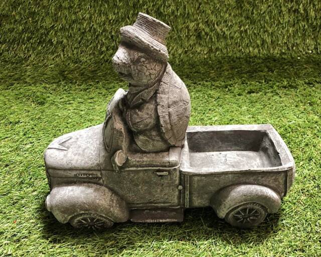 Concrete Turtle in Car Wind The Willows Garden Sculpture Lawn Ornament Frost Protected - image 1