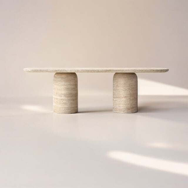 Elysian Travertine Dining Table - Modern Elegance For Sophisticated, Stain-Resistant Spaces, Perfect Luxurious 6-8-10 - image 1