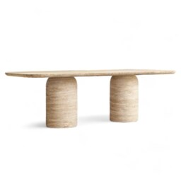 Elysian Travertine Dining Table - Modern Elegance For Sophisticated, Stain-Resistant Spaces, Perfect Luxurious 6-8-10 - thumbnail 4