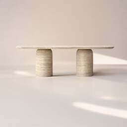 Elysian Travertine Dining Table - Modern Elegance For Sophisticated, Stain-Resistant Spaces, Perfect Luxurious 6-8-10