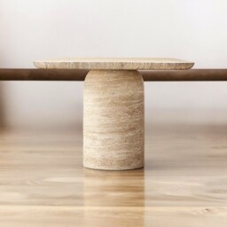 Elysian Travertine Dining Table - Modern Elegance For Sophisticated, Stain-Resistant Spaces, Perfect Luxurious 6-8-10 - thumbnail 2