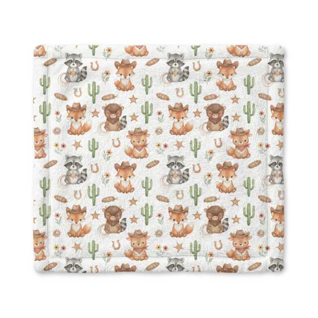 Woodland Fox & Bear Baby Lovey Blanket - Minky Security - image 1