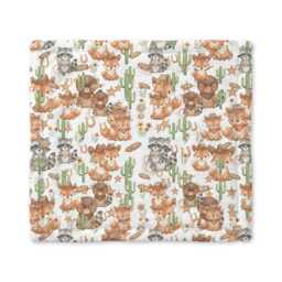 Woodland Fox & Bear Baby Lovey Blanket - Minky Security - thumbnail 2