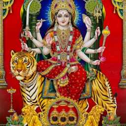 Maa Durga Zari Art Print in Golden Frame, Housewarming Gift - thumbnail 2