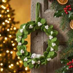 Mistletoe Wreath With Dove Handmade Felt Fair Trade Christmas Decoration