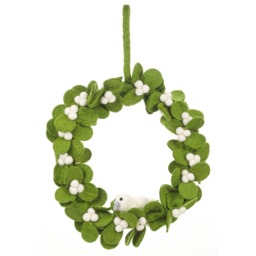 Mistletoe Wreath With Dove Handmade Felt Fair Trade Christmas Decoration - thumbnail 2