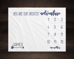 You Are Our Greatest Adventure Milestone Blanket Monthly Baby Growth Tracker Minky Fleece Shower Gift Newborn Gender Neutral - thumbnail 1