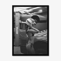 Vintage Classic Sports Car Girl Print, Luxury Woman, Fine Art Photography Wall Art, Museum Quality Black & White Poster - thumbnail 3