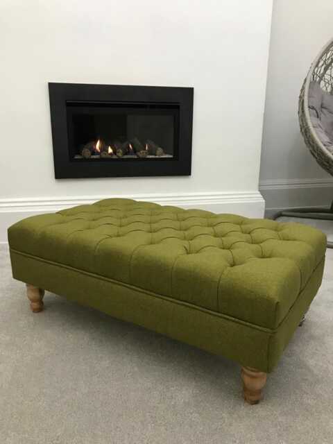 Ararat Footstool Coffee Table Pouffe Bench Chesterfield Luxury Dumfries Faux Wool Or Velvet - image 1