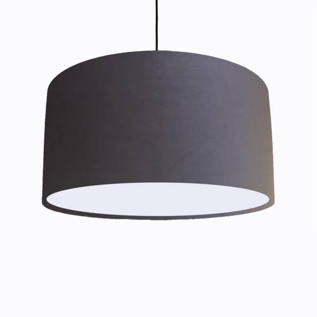 Dark Grey Lampshade in Velvet With White Lining - image 1