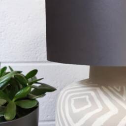Dark Grey Lampshade in Velvet With White Lining - thumbnail 2