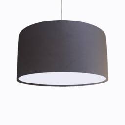 Dark Grey Lampshade in Velvet With White Lining - thumbnail 1