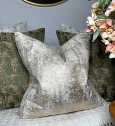 stunning Metallic Cushion Cover, Champagne Gold Pillow Luxury Cover For Sofa Or Bed, Designer Velvet Touch Fabric Tapini