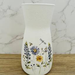 Wildflower Vase With Dragonfly & Bee, Purple Yellow Flower Vase, Dragonfly Bee Home Decor, Gifts - thumbnail 2