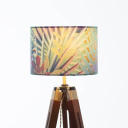 Lampshade Iridescent Blue Gold Turquise Tropical Leaves Velvet - Drum Lamp Shade 25cm 30cm 35cm 40cm 45cm Table Lamp Shade, Ceiling - thumbnail 3