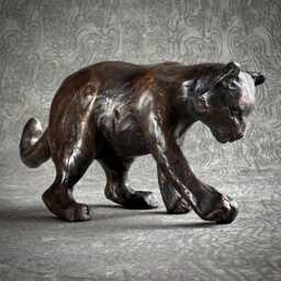Small Bronze Cat Sculpture Playful Kitty, Original Art By Kindrie Grove - thumbnail 1