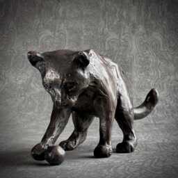 Small Bronze Cat Sculpture Playful Kitty, Original Art By Kindrie Grove - thumbnail 2