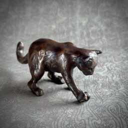 Small Bronze Cat Sculpture Playful Kitty, Original Art By Kindrie Grove - thumbnail 3