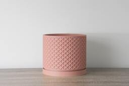 "Carolina Planter With Drainage & Saucer in Country Pink, Lattice 3D-Printed Plant Pot, Small To Large Sizes 4"" 5"" 6"" 7"" 8" - thumbnail 1