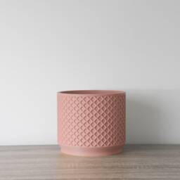"Carolina Planter With Drainage & Saucer in Country Pink, Lattice 3D-Printed Plant Pot, Small To Large Sizes 4"" 5"" 6"" 7"" 8" - thumbnail 2