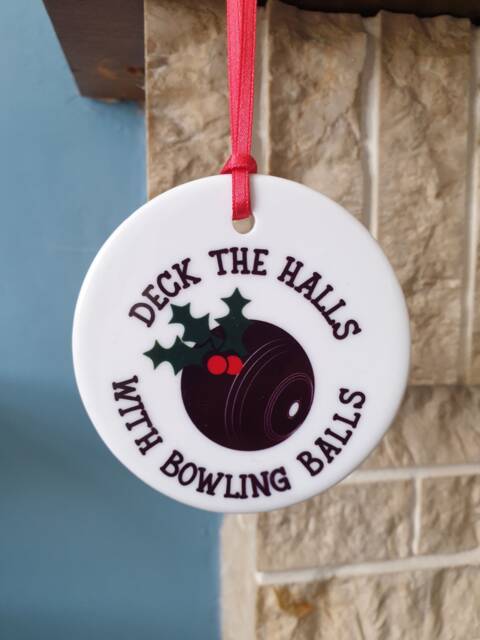 Lawn Bowls Ceramic Christmas Tree Decoration - Deck The Halls With Bowling Balls - image 1