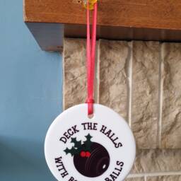 Lawn Bowls Ceramic Christmas Tree Decoration - Deck The Halls With Bowling Balls - thumbnail 2