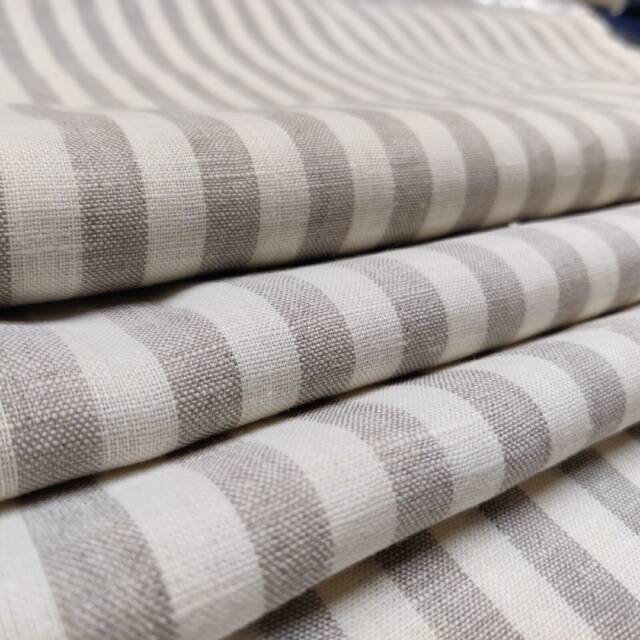 Natural/Ivory Striped Linen Roman Blind Fabric Sample - image 1
