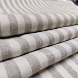 Natural/Ivory Striped Linen Roman Blind Fabric Sample