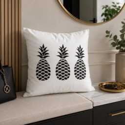 Gold Pineapple Pillow, Tropical Throw Cushion Cover, Decorative Living Room Decor, Modern Home Gift, Boho Decor - thumbnail 3