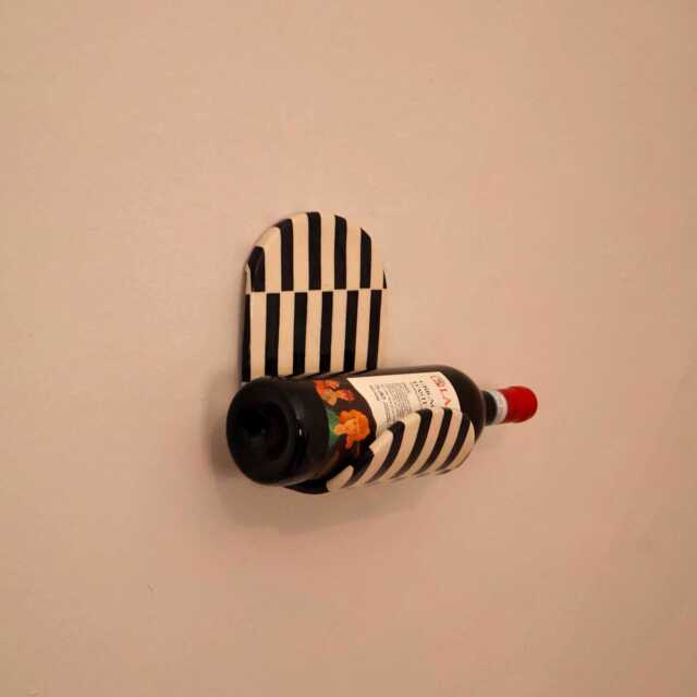 Checkered Ceramic Wine Rack - Wall-Mounted, Handmade in Stoneware - image 1