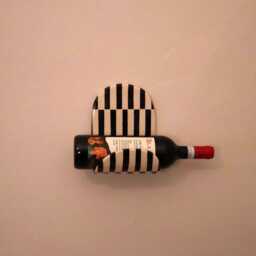 Checkered Ceramic Wine Rack - Wall-Mounted, Handmade in Stoneware - thumbnail 2