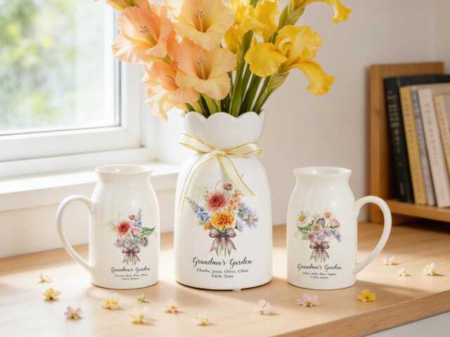 Personalized Grandma's Garden Vase, Family Birth Flower Vase For Nanny Grandma Mom, Mother's Day Gift From Grandkids, Birthday Her - image 1