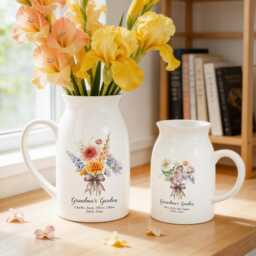Personalized Grandma's Garden Vase, Family Birth Flower Vase For Nanny Grandma Mom, Mother's Day Gift From Grandkids, Birthday Her - thumbnail 2
