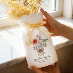 Personalized Grandma's Garden Vase, Family Birth Flower Vase For Nanny Grandma Mom, Mother's Day Gift From Grandkids, Birthday Her - thumbnail 3