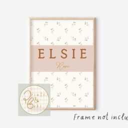 Set Of 3 Personalised Floral, Gingham & Wildflower Prints in A Blush Pink Rust Colour Palette - Unframed - thumbnail 3