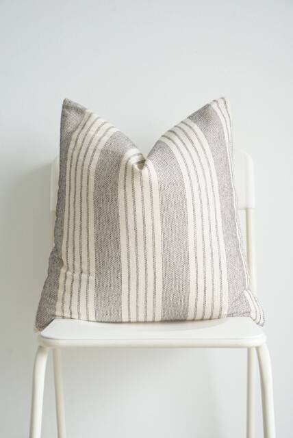 White Cream Black Striped Pillow Cover - image 1