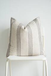 White Cream Black Striped Pillow Cover - thumbnail 1
