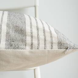 White Cream Black Striped Pillow Cover - thumbnail 3