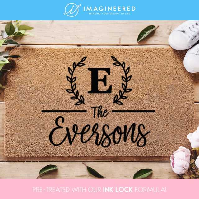 Custom Initial Family Name Door Mat - Cursive Monogram Doormat Personalized Closing Gift Wedding - image 1