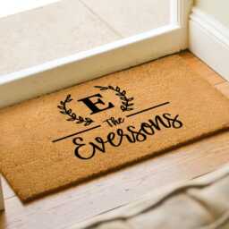Custom Initial Family Name Door Mat - Cursive Monogram Doormat Personalized Closing Gift Wedding - thumbnail 2
