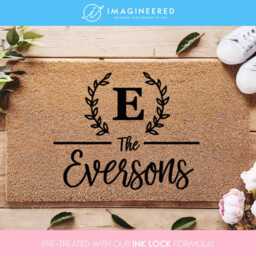 Custom Initial Family Name Door Mat - Cursive Monogram Doormat Personalized Closing Gift Wedding - thumbnail 1
