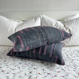 Vintage Hmong Hemp Pillow Cover Ethnic Lumbar Cushion, 12x20 - thumbnail 4