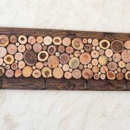 Handcrafted Wooden Wall Coat Rack - Entryway Mounted Hanger Wood Slice Art Forest Essence - thumbnail 3