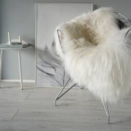 "Real Icelandic Sheepskin Rug Natural White Long Wool, Elegant Home Decor - 47"" X 29" - thumbnail 3