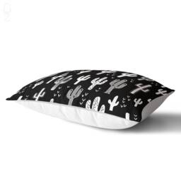 Black & White Cactus Lumbar Pillow Cover - Suede Throw Pillow, Oeko-Tex?? - thumbnail 2
