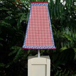 Small Kids Table Lamp, Custom Red Check Lamp Shade - thumbnail 2