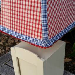 Small Kids Table Lamp, Custom Red Check Lamp Shade - thumbnail 3