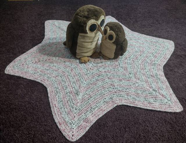 Baby, Toddler Blanket/Playmat in Mottled Pink & Silver Brown. 55 - image 1