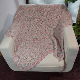 Baby, Toddler Blanket/Playmat in Mottled Pink & Silver Brown. 55 - thumbnail 2